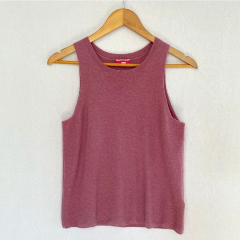 J. CREW 100% Cashmere Scoop Neck Sweater Tank Dusty Rose Size Large